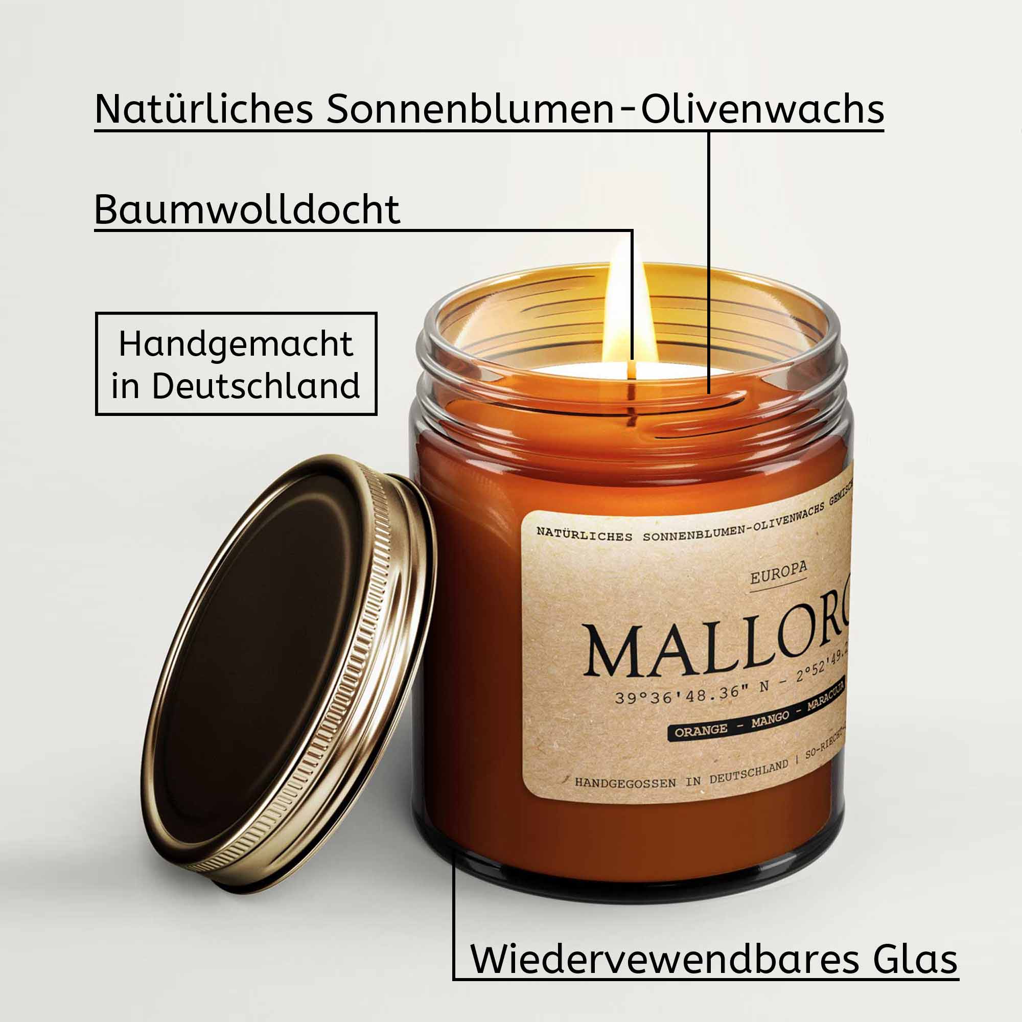 Bali Duftkerze - Bergamotte | Jasmin | Rosenblüten | Moschus | Handgegossen in Deutschland | Premium Qualitätszutaten - VON GRAU4260590540195240mlSo-riecht-die-welt