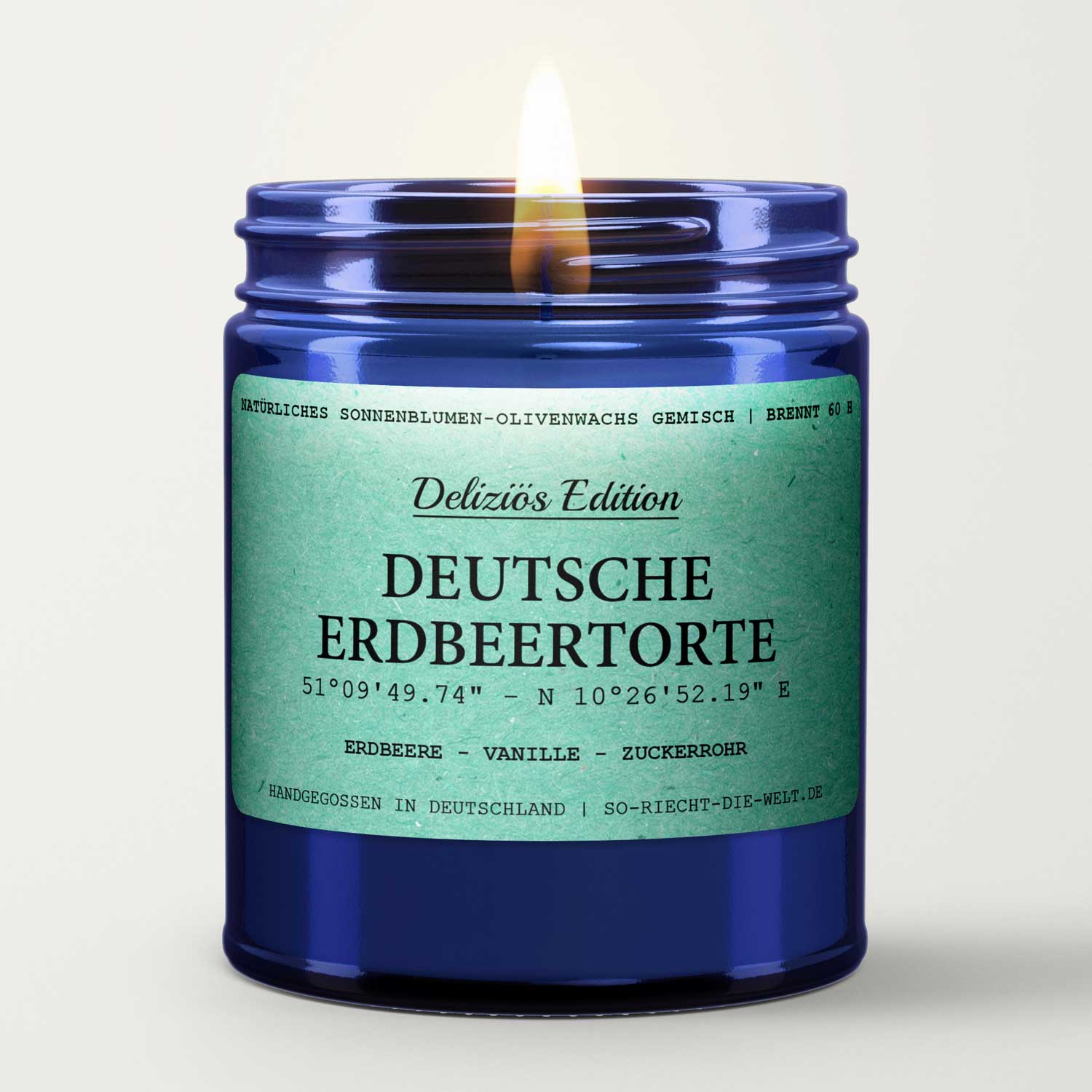 [Deliziös] Deutsche Erdbeertorte Duftkerze - Erdbeere | Vanille | Zuckerrohr - VON GRAU4260590540874Einzelne KerzeSo-riecht-die-welt