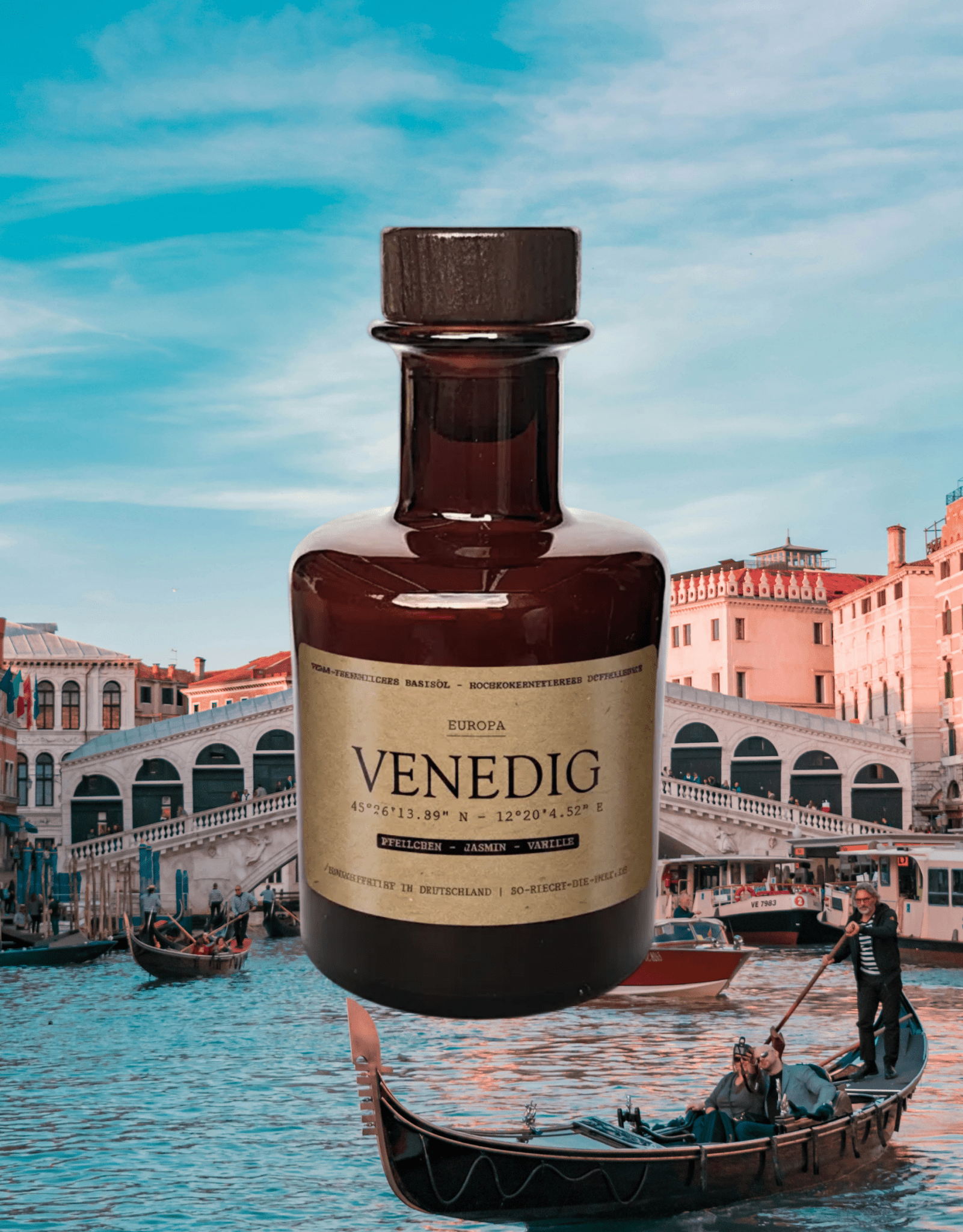 „Venedig" Reed Diffuser vor venezianischer Kulisse – Duft nach Pfirsich, Jasmin und Vanille, in Deutschland hergestellt